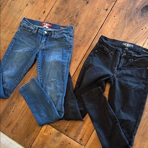 Lucky Brand Bundle Size 4/27 Blue Charlie & Black Sofia Skinny Jeans